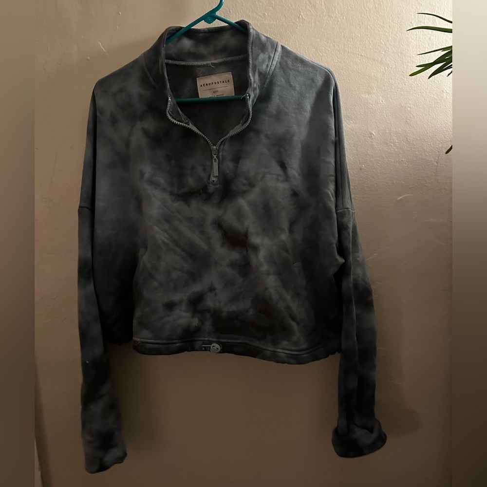 Aeropostale Gray/Blue Zip-Up Pullover